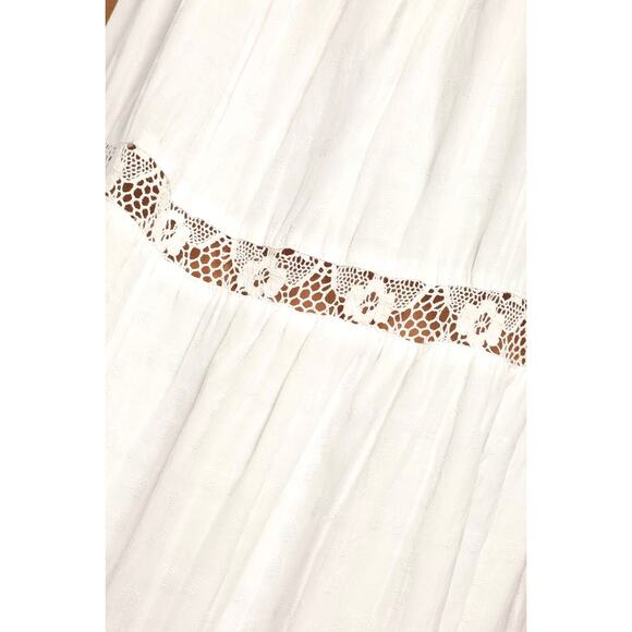 LULUS NEW Angelic Essence White Lace Jacquard Tie-Strap Tiered White Dress – Med - Picture 5 of 8